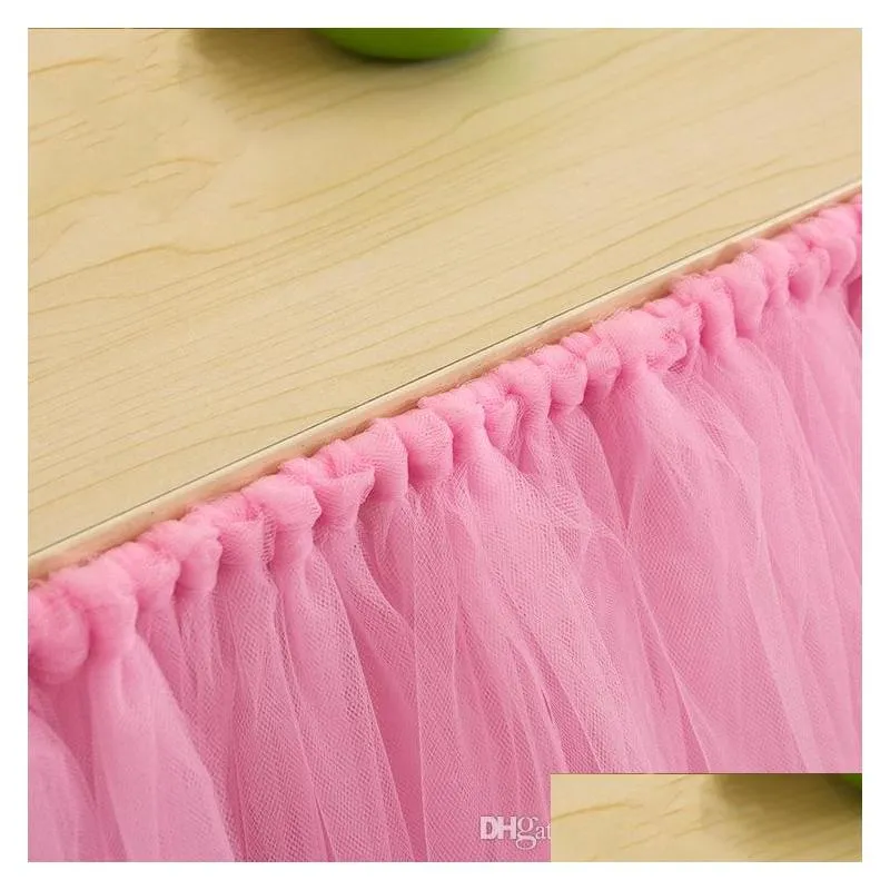 wedding birthday party table tulle tutu skirt 2017 custom made 91.5x80cm fashion home decor table skirt holiday festival party