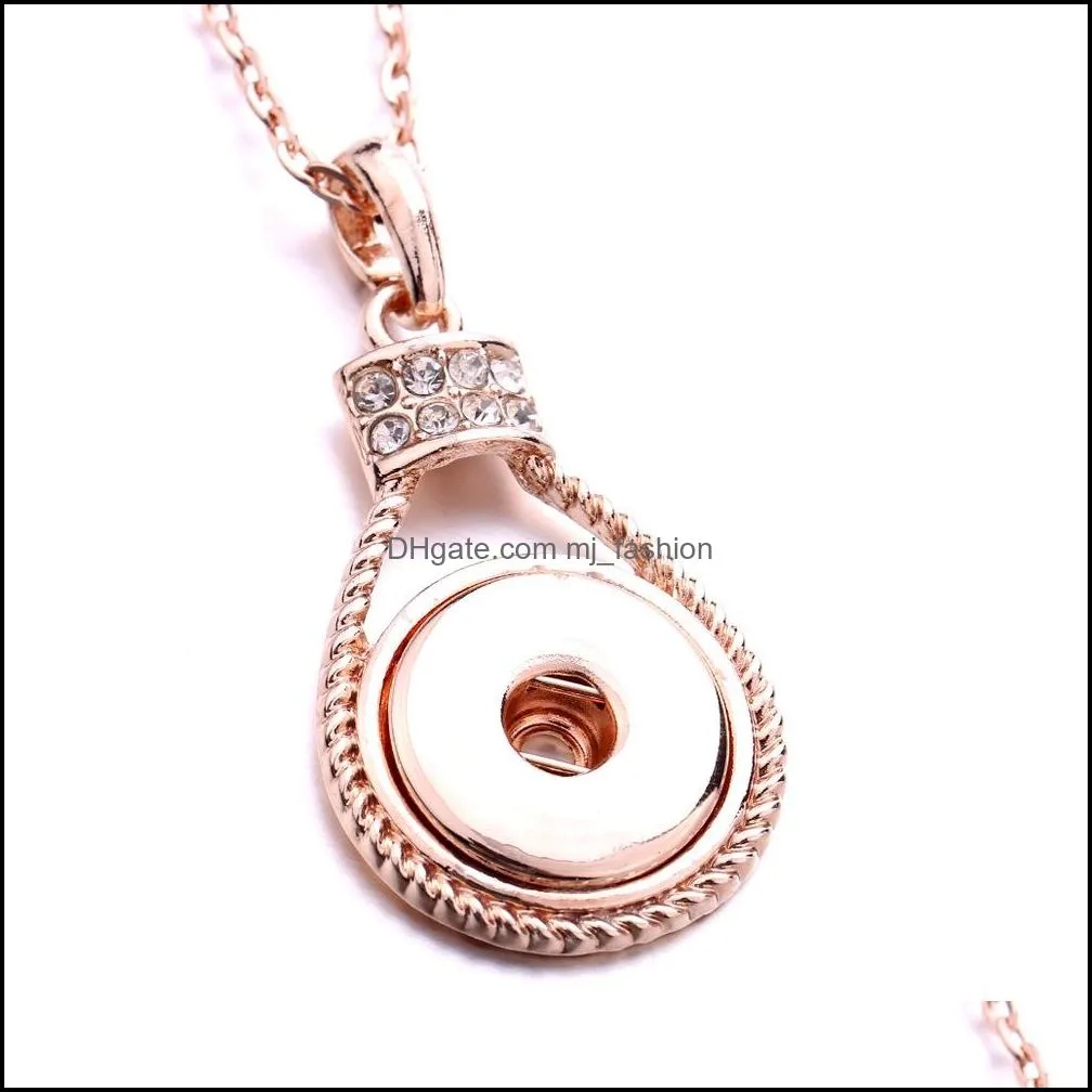 vintage snap button jewelry dazzle color plating drop pendant fit 18mm snaps buttons necklace for women men noosa d015