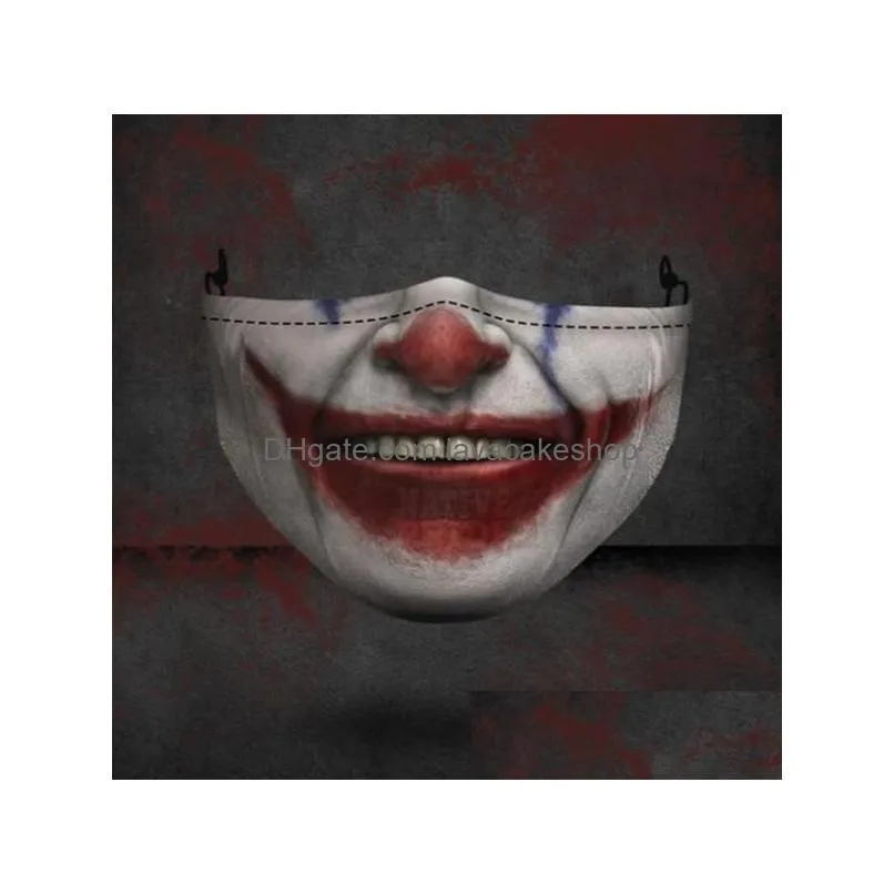 design masks halloween party cosplay masks washable joker face mask digital printing mask halloween skull protection cotton mask