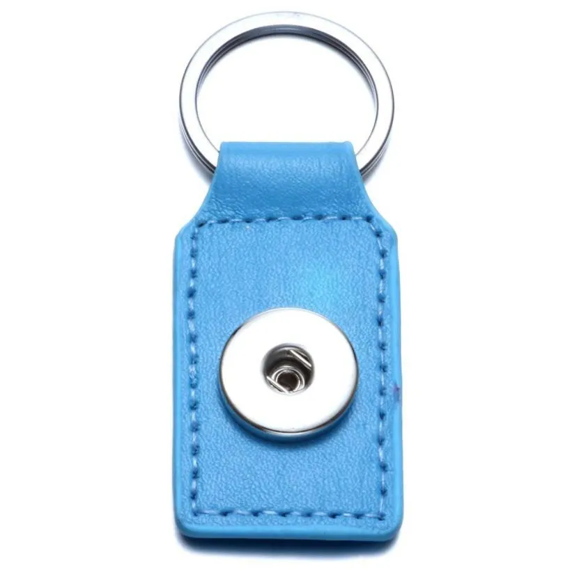 fashion 8 colors pu leather snap button keychain snap key rings fit diy 18mm snap jewelry