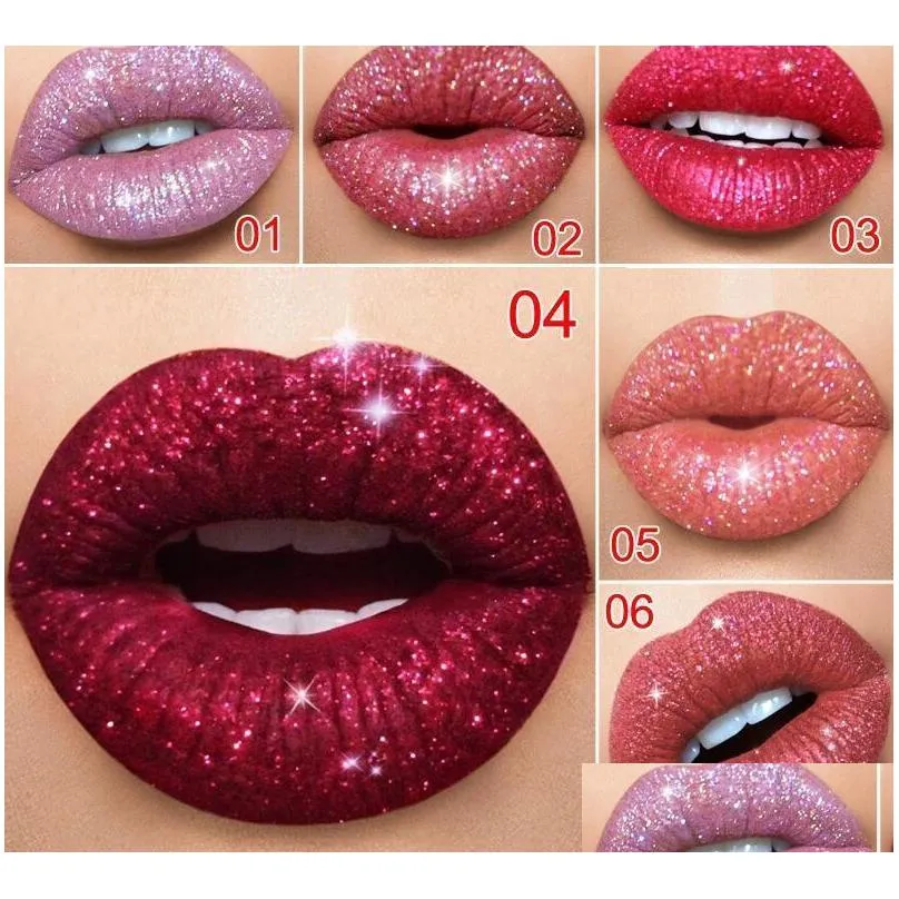 cmaadu glitter flip lip gloss velvet matte lip tint 6 colors waterproof long lasting diamond flash shimmer liquid lipstick