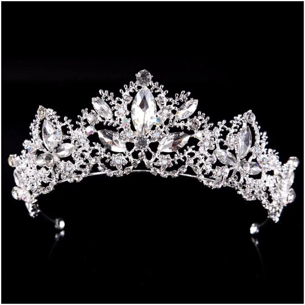 crystal bridal tiaras headpieces baroque luxury crown headdress gold silver diadem for women bride wedding hair accessories al7648