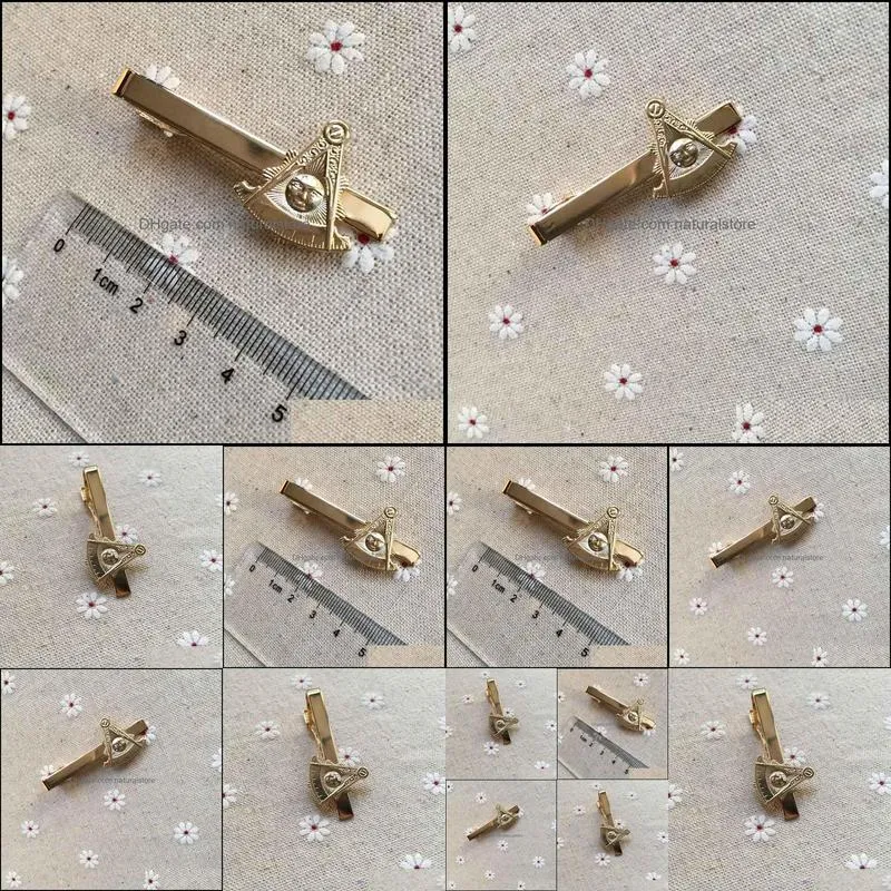 10pcs wholesale mason breast pin clip masonic past master tie bar clips gold color 3d fellow craft masons blue lodge