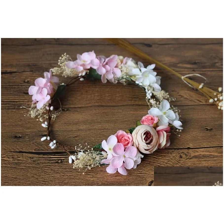 floral boho bridal crowns headpieces flower sea beach headdress tiaras girls garland garden p ography wedding hair accessories