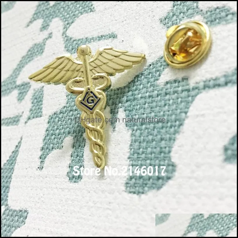 50pcs mason lodge masonry wings snake symbol masons custom pins and brooch masonic lapel pin medical doctor badge