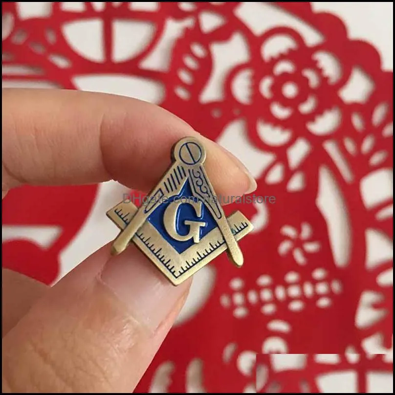 100pcs masonic lapel pin soft enamel metal badge mason masons brooch square and compass g blue lodge factory customized pins