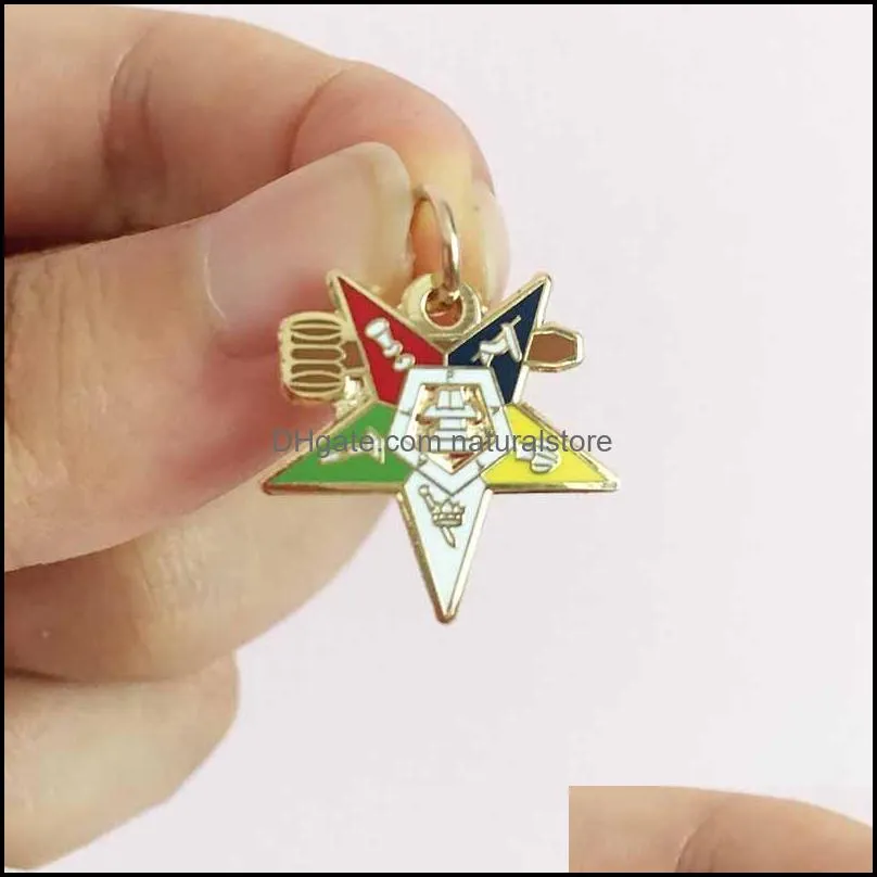 50pcs masonic pendant masonry pins jewelry masonic mason oes past master order of chapter eastern star charm with the gavel os