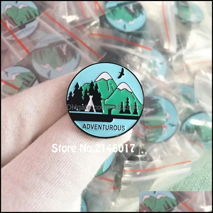 10pcs wilderness explorer badge outdoor camping brooch adventure awaits mountain enamel pin adventurous custom hiking lapel pins