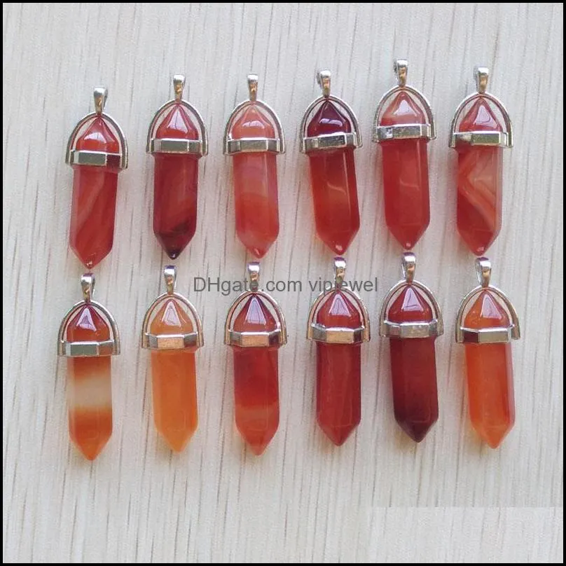 pillar hexagon pendulum chakra stone charms pendant healing crystal hangings fashion jewelry making wholesale