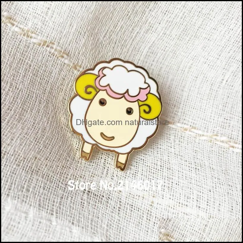 10pcs ram lovely animal goat brooch factory custom made cute alpaca lapel pin badge hard enamel sheep pins metal craft gift