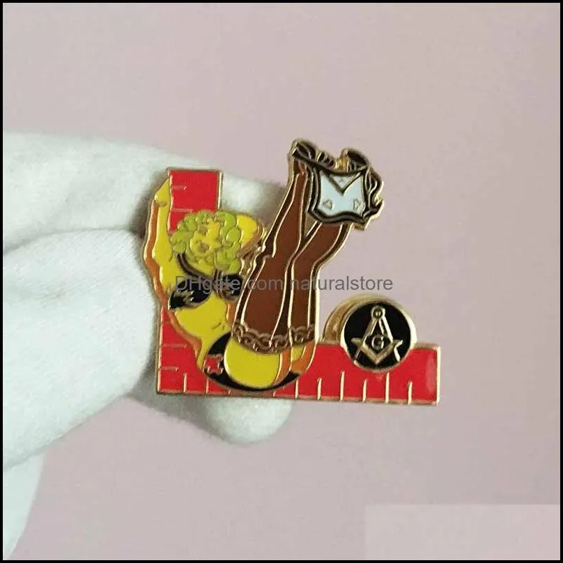 50pcs pinup girl model y red yellow lapel pins mason masonic soft enamel pin brooch masons ladies of the lodge blonde