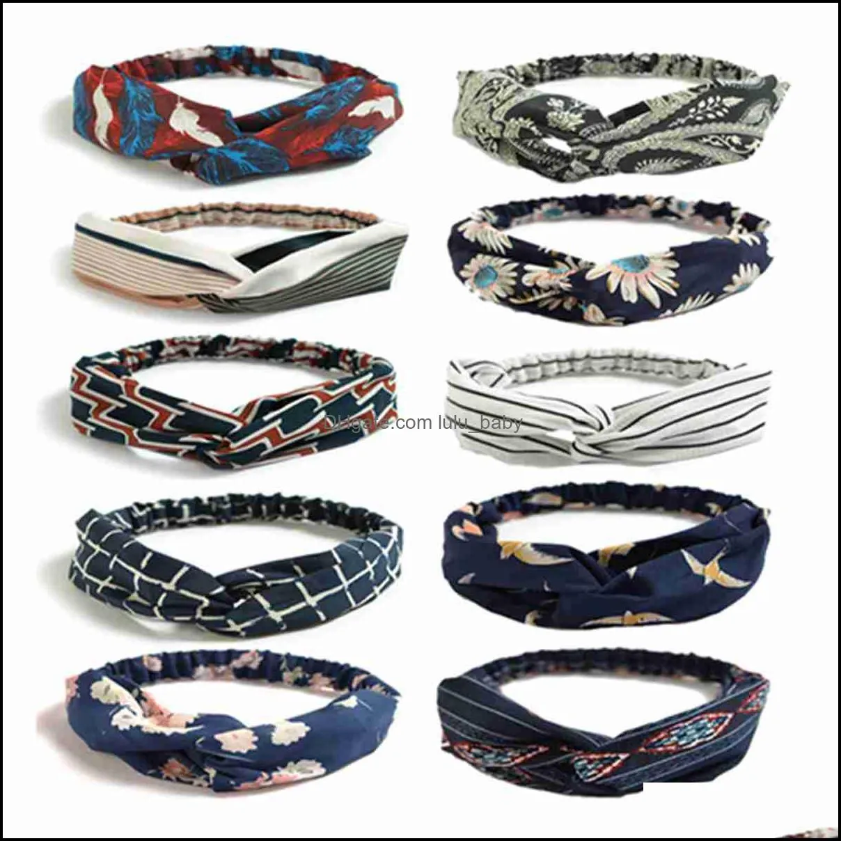 10 packs boho headbands for women vintage floral print headwrap hair band sports elastic head wrap twisted cute hair accessories