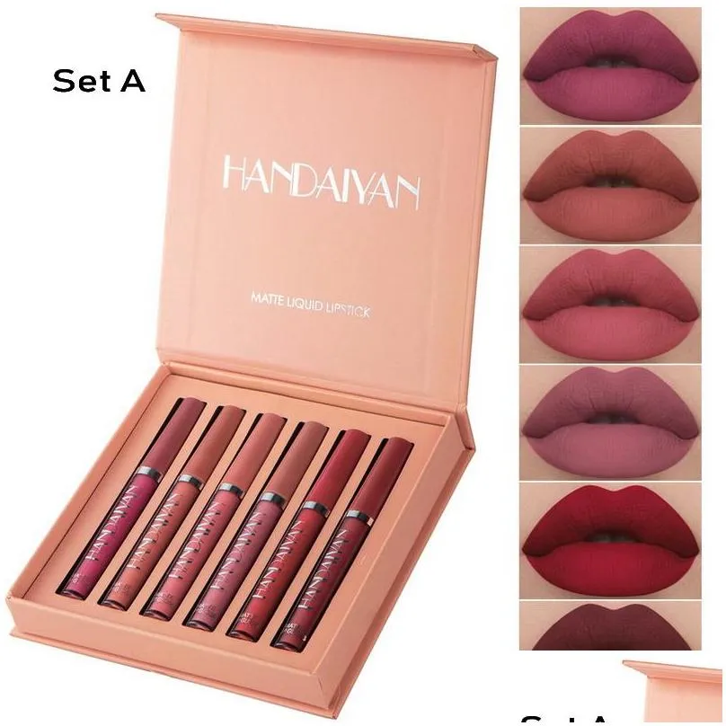 handaiyan liquid matte lipstick long last lip gloss set mett longlasting nonstick cup natural makeup lipgloss kit