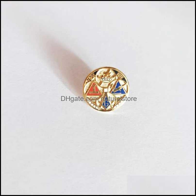 10pcs factory customized hard enamel lapel pin badge masons pins masonic  rite tool round shape masonry brooch