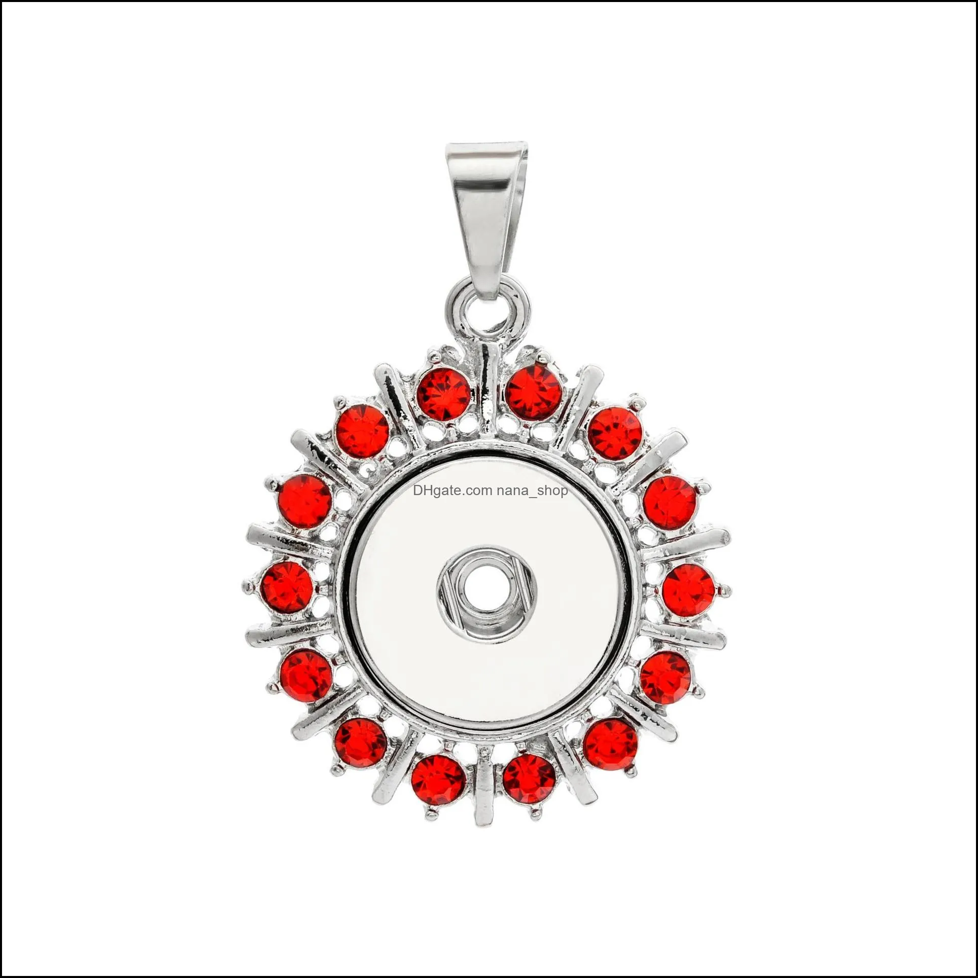 snap button jewelry rhinestone silver zircon sunflower pendant fit 18mm snaps buttons necklace for women men noosa d002