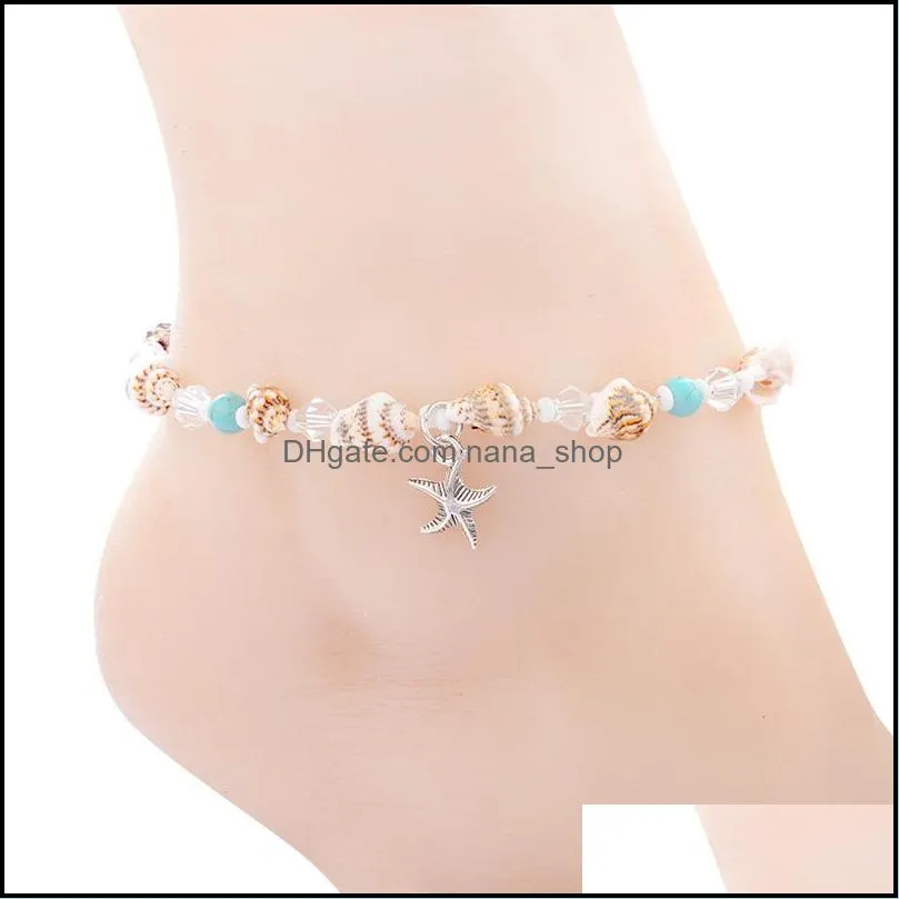 handmade starfish conch anklet pearl beach women sexy romantic bohemian anklet bracelet