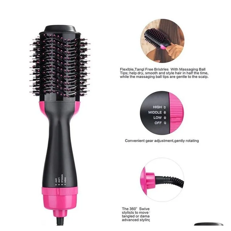 one step hair dryer brush and volumizer blow straightener curler salon 4 in 1 roller electric heat air curling iron comb
