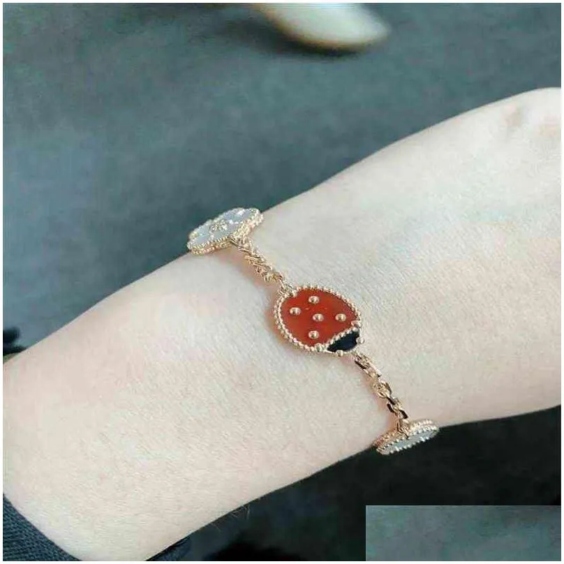 bracelets fanjia four leaf clover bracelet single flower love butterfly rose gold chain223b