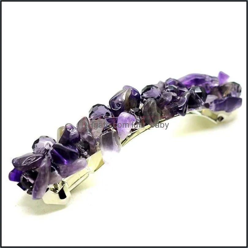 natural chip amethyst gem stone crystal handmade woven hair wear hearwear jewelry headwear for girls women customization