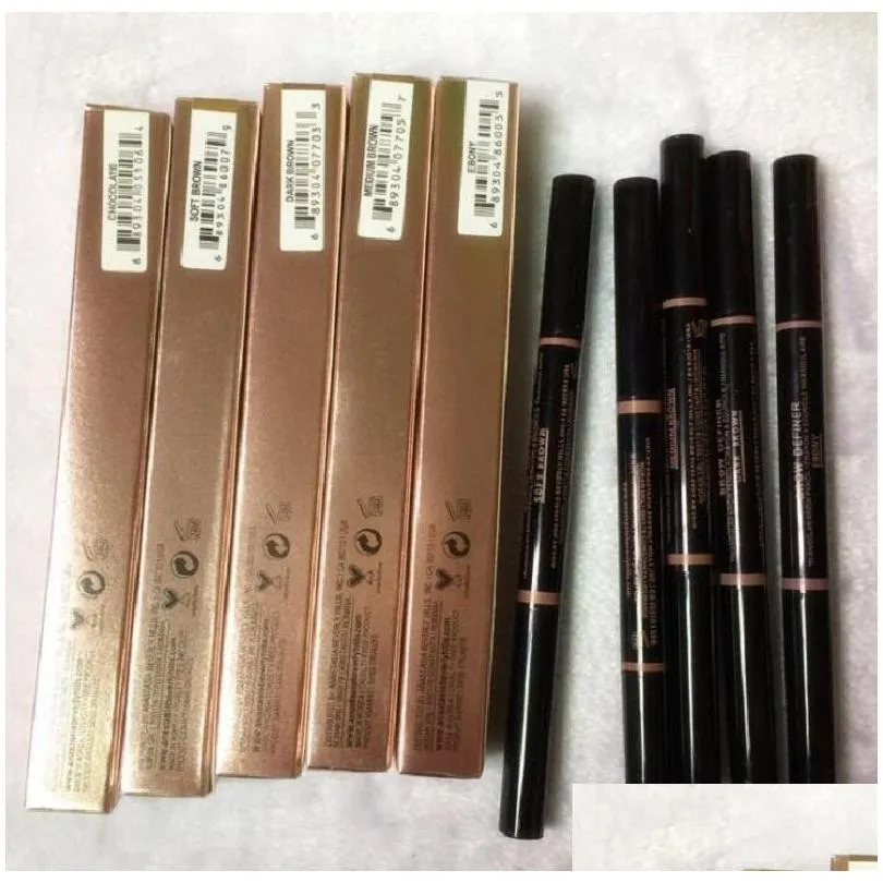 makeup eyebrow enhancers makeup skinny brow pencil gold double ended with eyebrow brush 5 color ebony/medium/soft