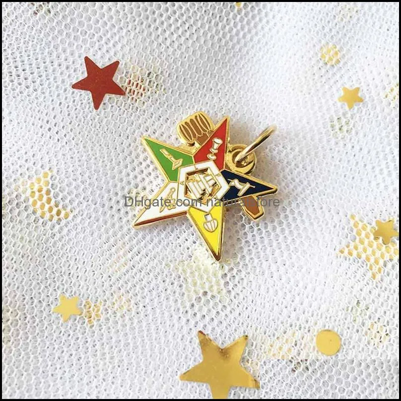 100pcs eastern star charm with the gavel os pins masonic pendant masonry masonic mason past master order of chapter jewelry