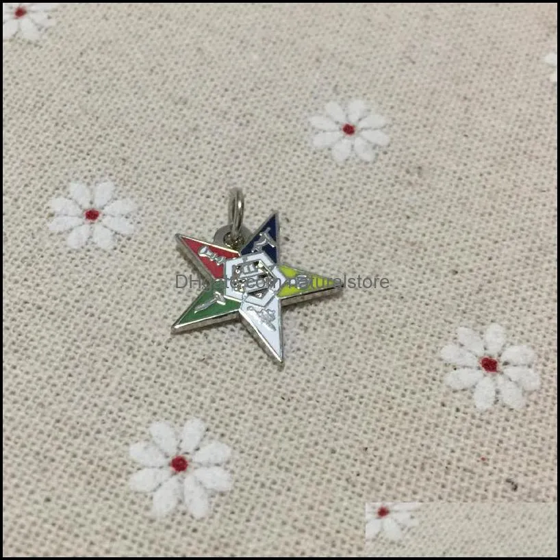 10pcs masonic pendant nickel plated masonry jewelry factory customized small chapter eastern star charm