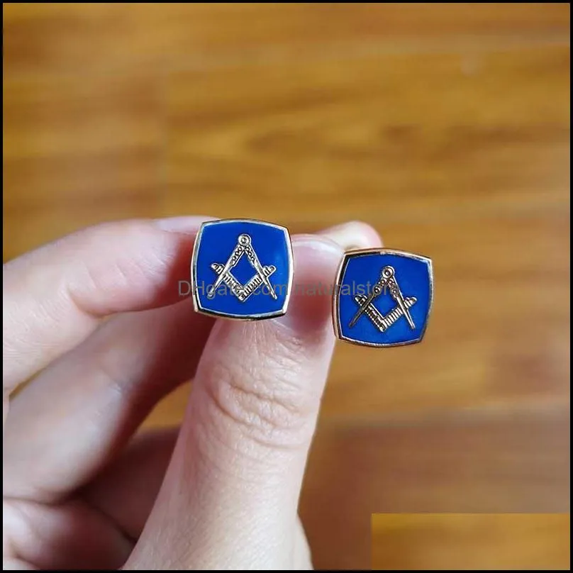 10 pairs mason cuff links for men hard enamel cufflink square and compass without g custom masonic blue lodge sleeve button