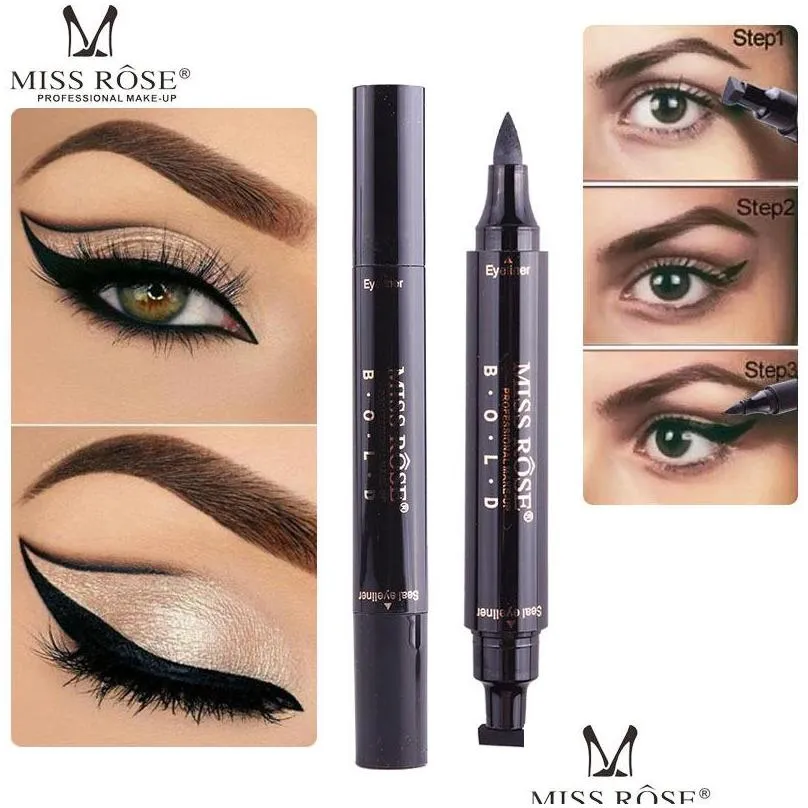 miss rose stamp eyeliner seal pencil professional eye makeup tool double heads two heads eyeliner pen