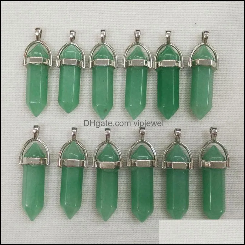 pillar hexagon pendulum chakra stone charms pendant healing crystal hangings fashion jewelry making wholesale