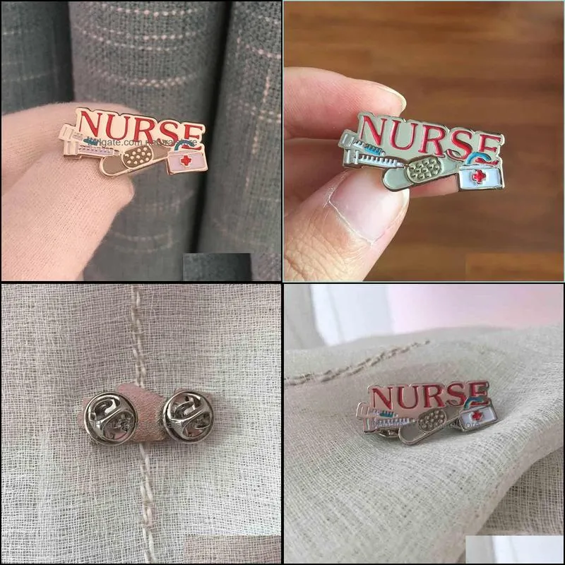 100pcs bandaid doctor pins medical hospital metal badge gift wholesale first aid kit enamel lapel pin and brooch red nurse needle