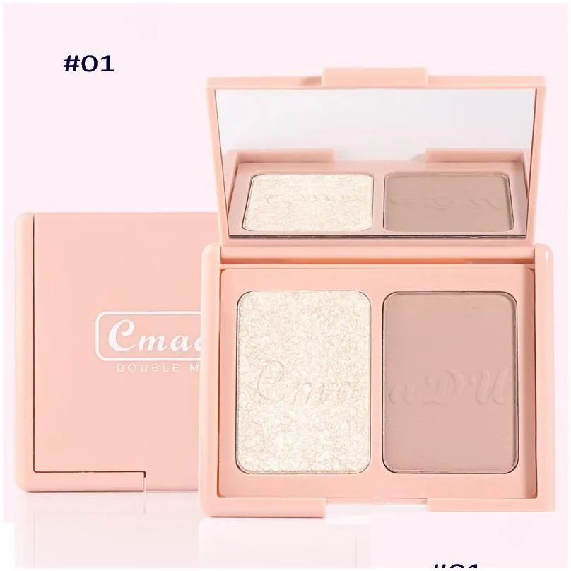 cmaadu two tone pink blush highlight powder contouring palette dlicate natural modify the face slightly drunk nude repair makeup