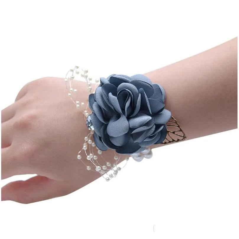  beautiful silk ribbon colorful wedding wrist flower bride bridesmaids wrist corsages bridal wrist bouquets women artificial flower