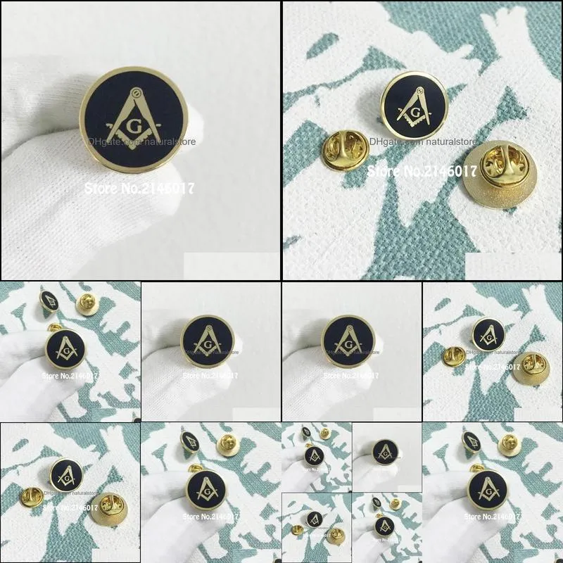 10pcs masonic square and compass with g round shape masons brooch metal craft customized pins badge masonry enamel lapel pin
