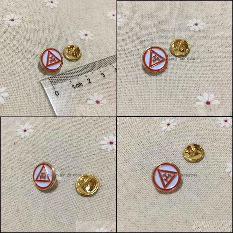 50pcs customized enamel brooch round  rite triple tau circle masonic mason lapel pin metal badges masonry pins