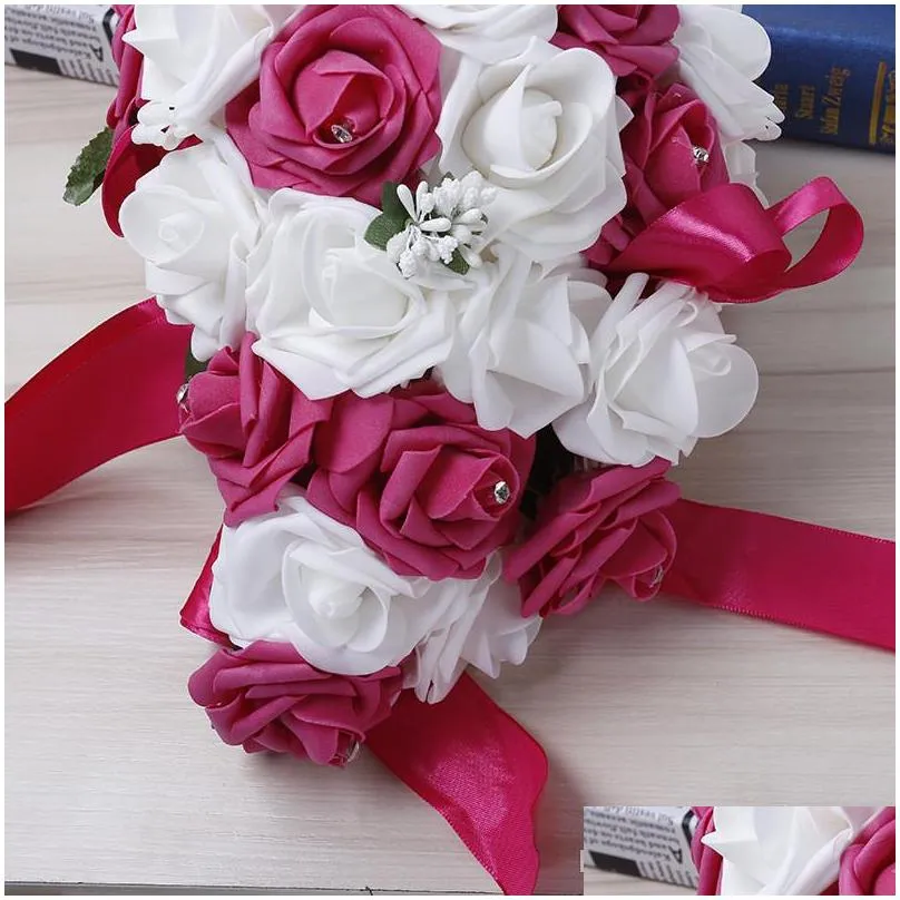 beautiful wedding bridal bouquets with handmade artificial flowers wedding supplies bride holding flowers brooch wedding bouquet