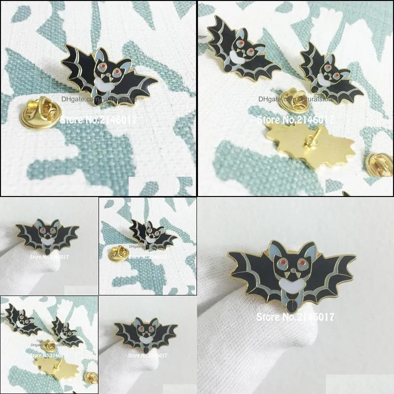 50pcs halloween bat pins cute vampire kawaii spooky brooch jewelry spoops gift custom enamel badge 30mm black bats lapel pin