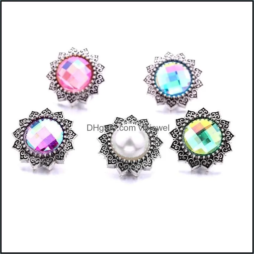 simple retro acrylic snap button charms women jewelry findings 18mm metal snaps buttons diy bracelet jewellery wholesale