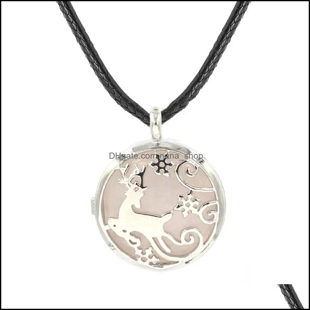 christmas elk hollow box pendant crystal stone necklace for girls women in sterling silver cute animal collection small dainty