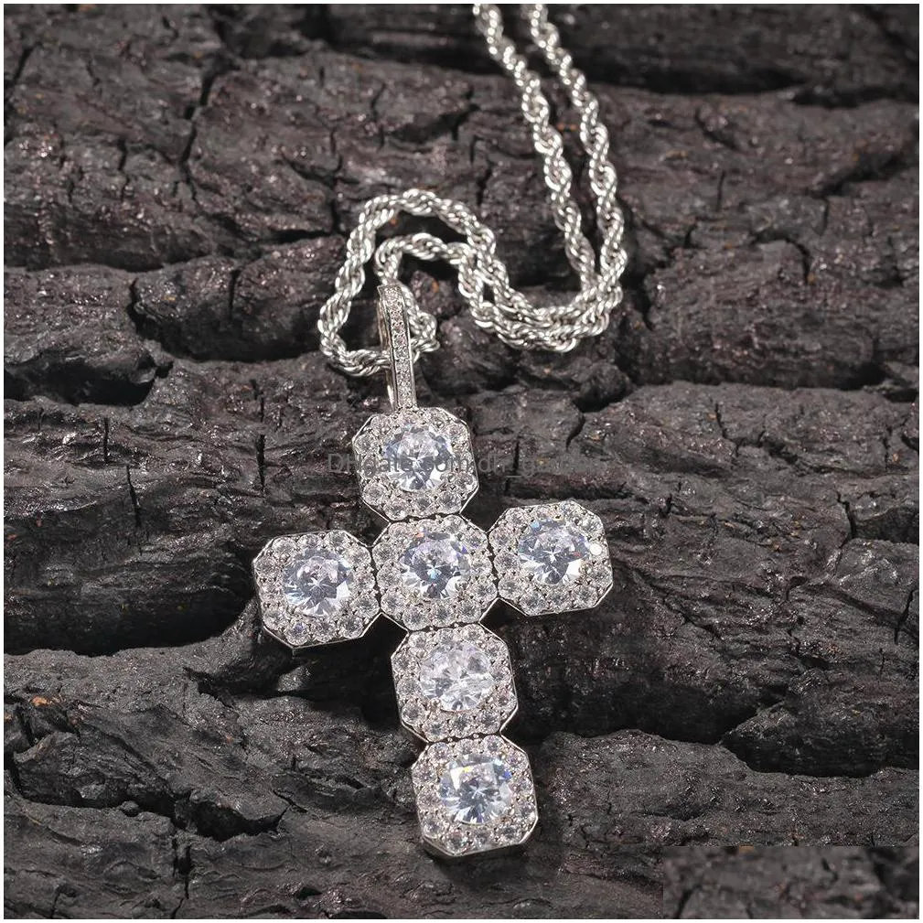 iced out cross pendant gold necklaces fashion mens hip hop necklace jewelry