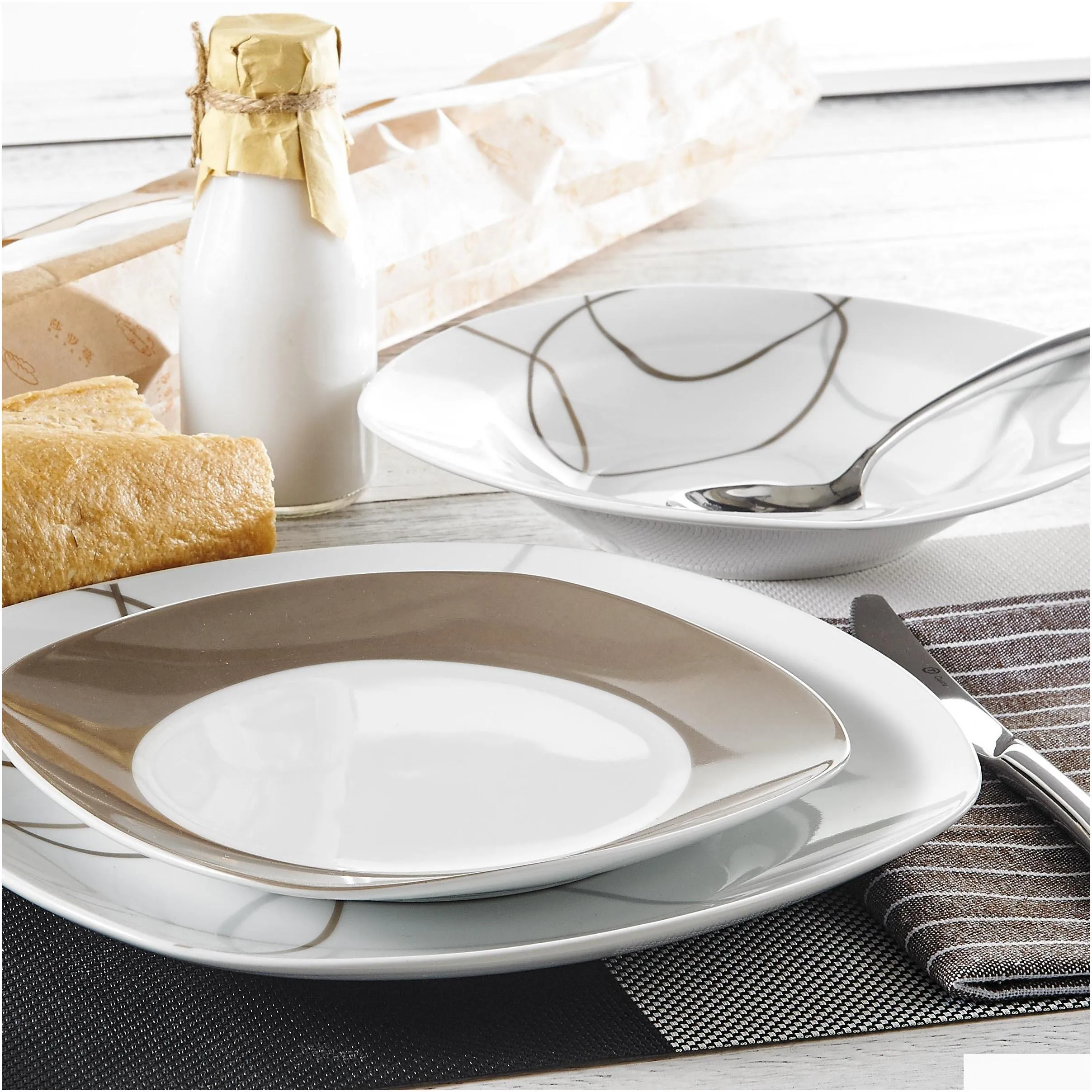 veweet nikita 18piece ceramic porcelain kitchen dinner plates set tableware set with dinner plate dessert plate deep soup plate