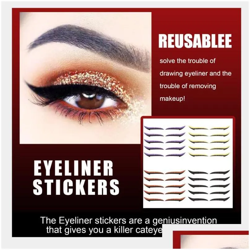 5pairs/set eyelid line stick reusable eyeliner stickers cat eye makeup double eyelid sticker eyeliner makeup sticker