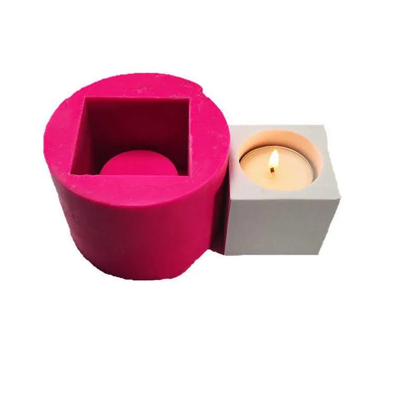 concrete tealight holder molds candlestick silicone for cement diy vessel 210722