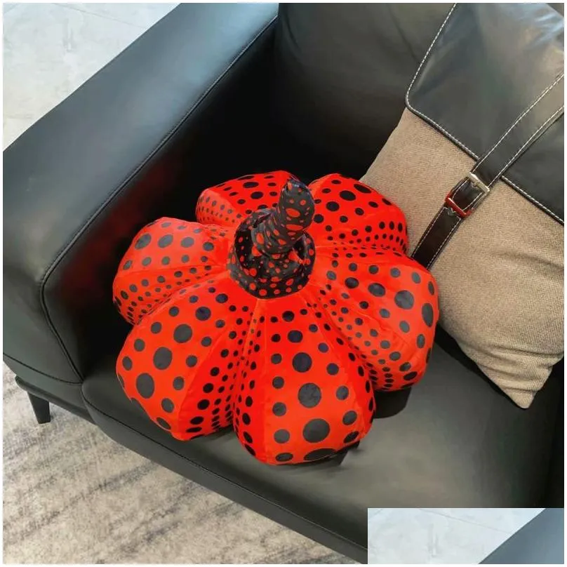 wave point pumpkin toy yayoi kusama the same throw pillow halloween decor doll baby kids toys home sofa 220531