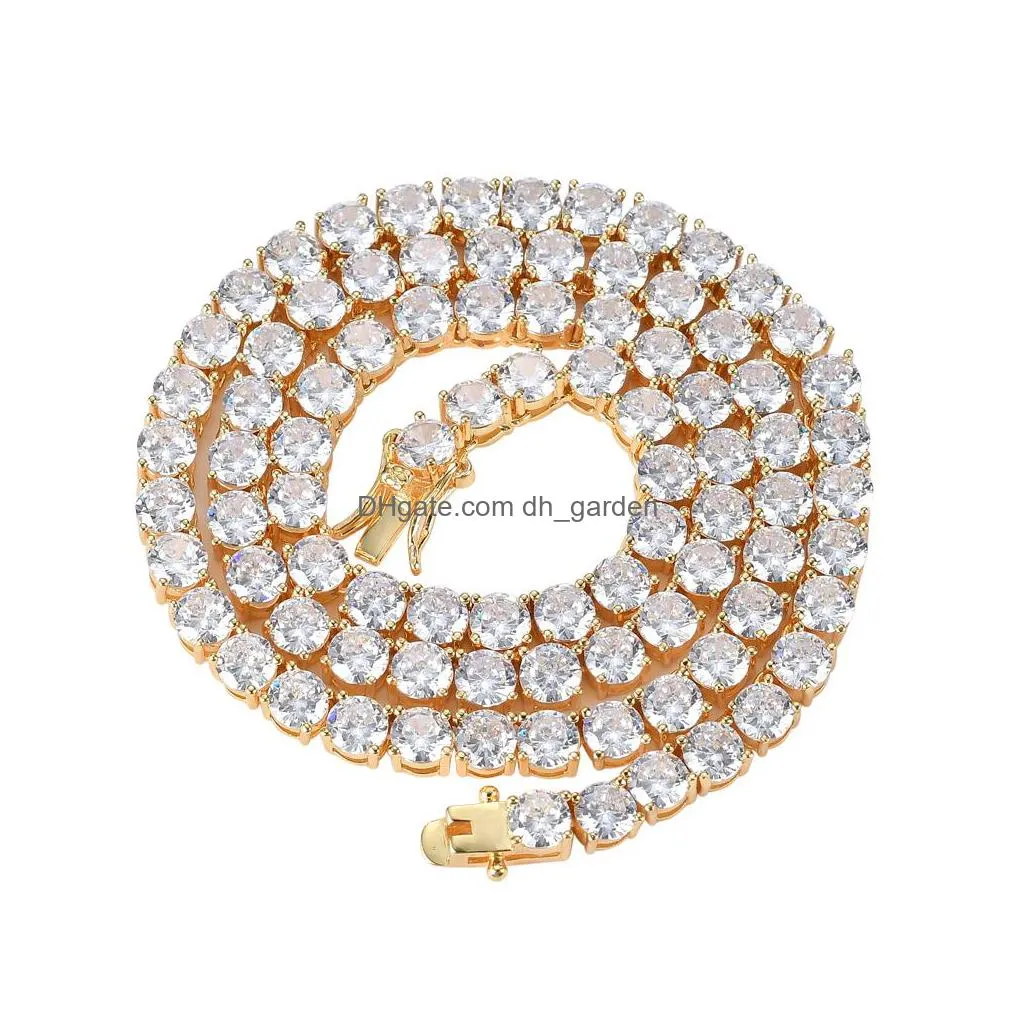 full diamond cz bling chains jewelry gold silver necklaces mens hip hop iced out cubic zirzon tennis chain necklace