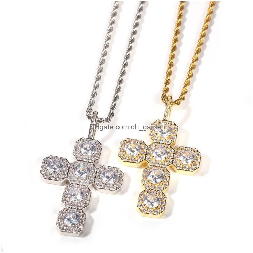 iced out cross pendant gold necklaces fashion mens hip hop necklace jewelry