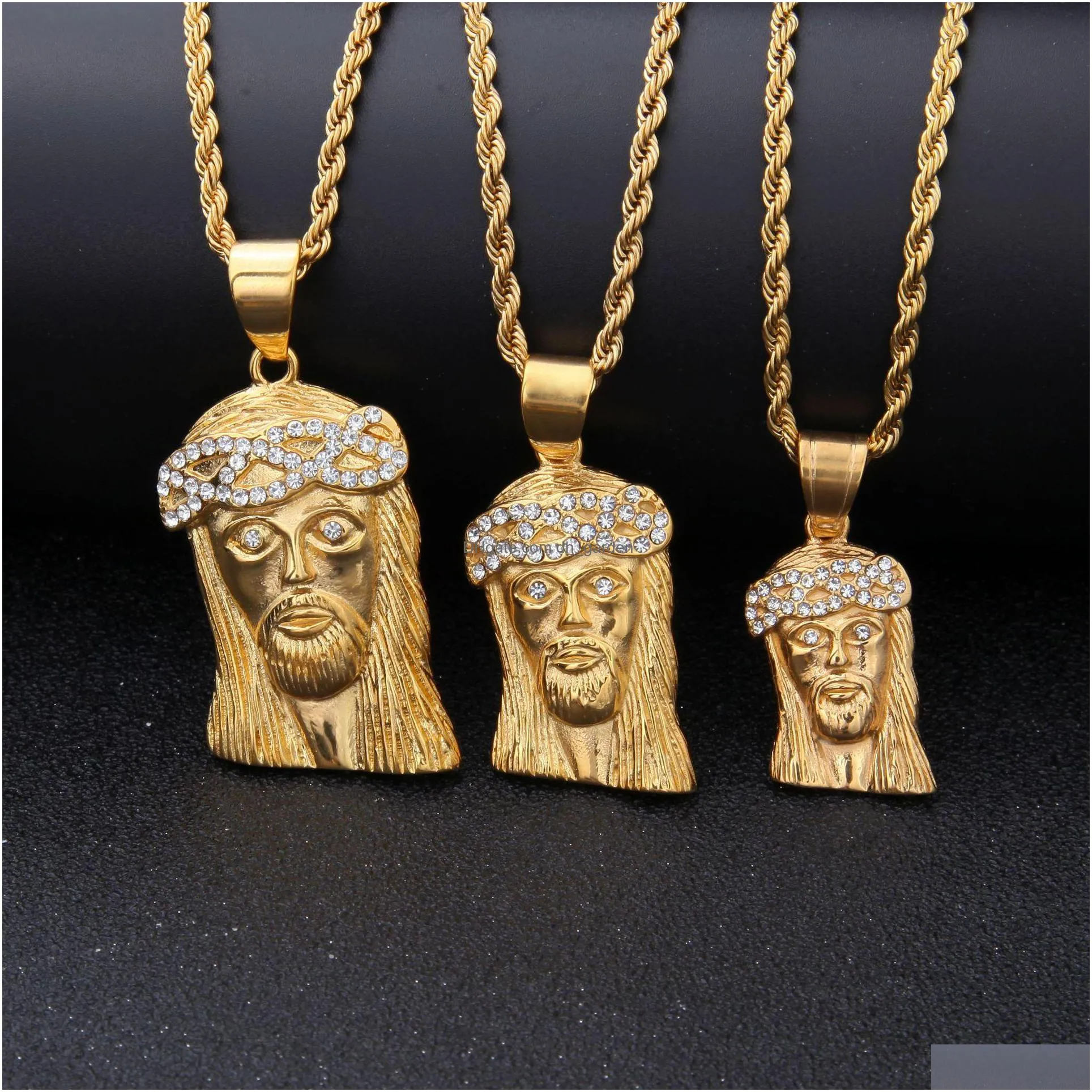 mens hip hop necklace jewelry fashion stainless steel jesus piece pendant necklace high quality gold necklace