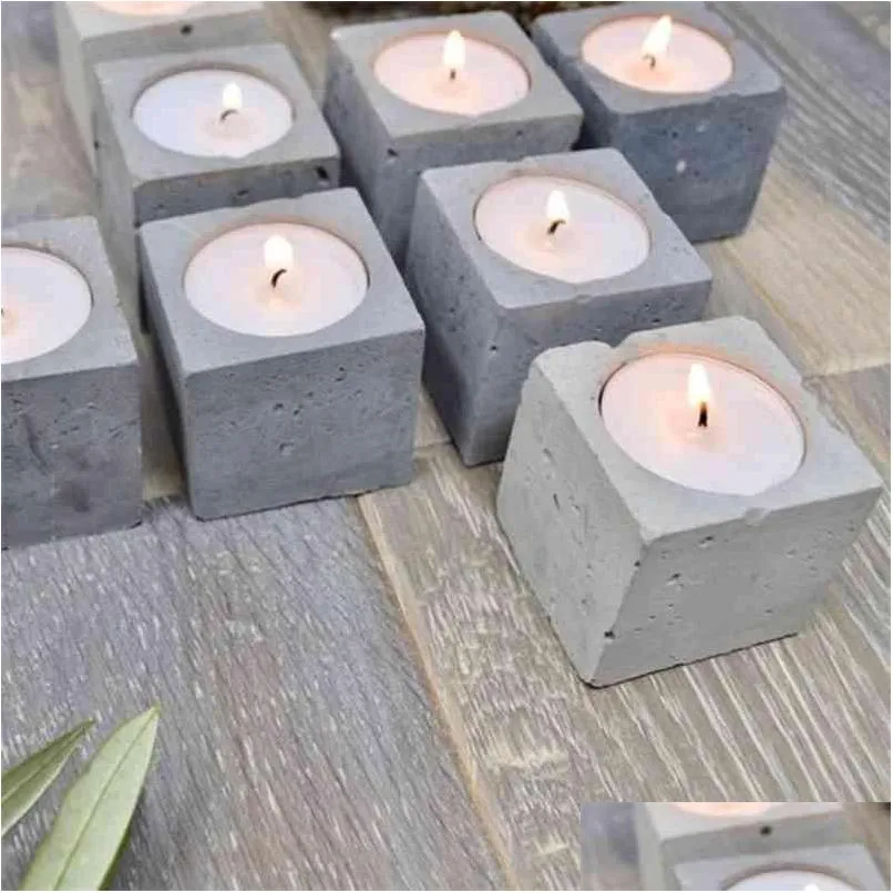 concrete tealight holder molds candlestick silicone for cement diy vessel 210722