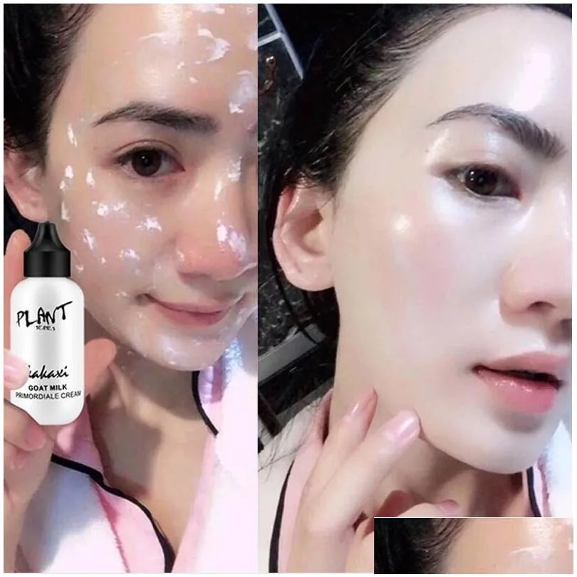 professional lazy face foundation cream goat milk revitalizing full coverage waterproof makeup base brighten cover dark circles