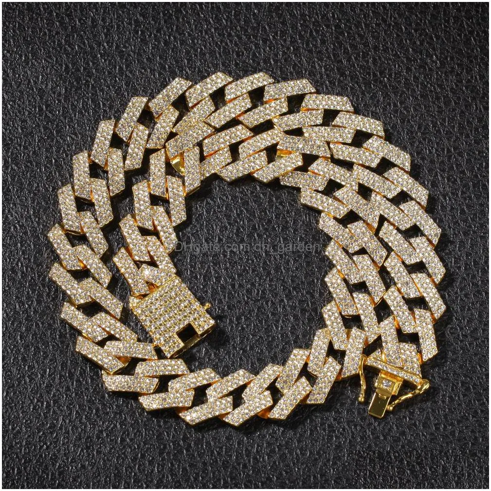 iced out  cuban link chain mens rose gold chains thick necklace bracelet fashion hip hop jewelry