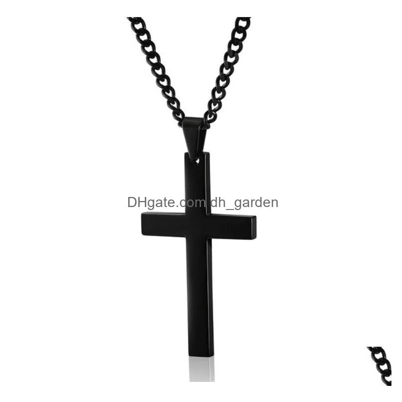 hip hop gold silver mens cross pendant necklaces stainless steel cuban link chain necklace popular mens 14k gold chains mens jewelry